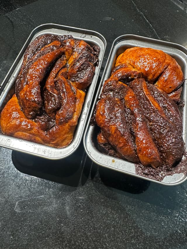 Chocolate babka with swirled layers