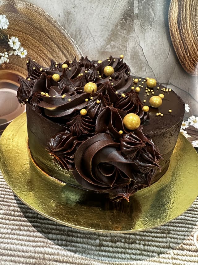 Chocolate cake with chocolate frosting, made to order