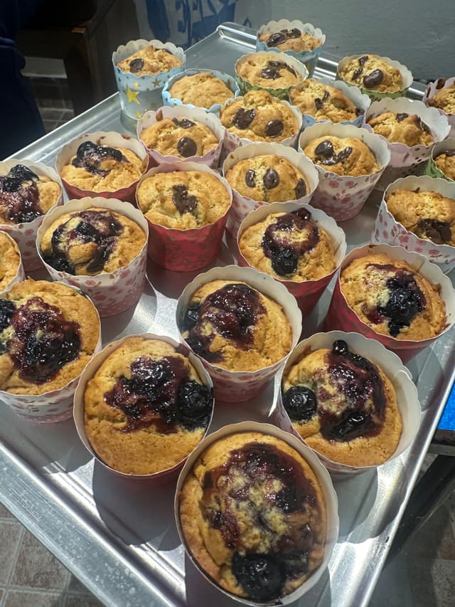 Freshly baked butter muffins